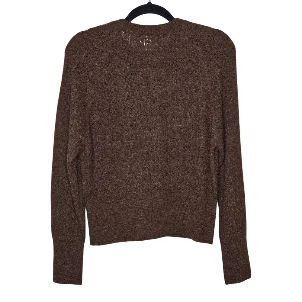 Doen Eileen Brown Alpaca Blend Button Front Cable Knit Cardigan in Dark Cacao - Picture 8 of 11